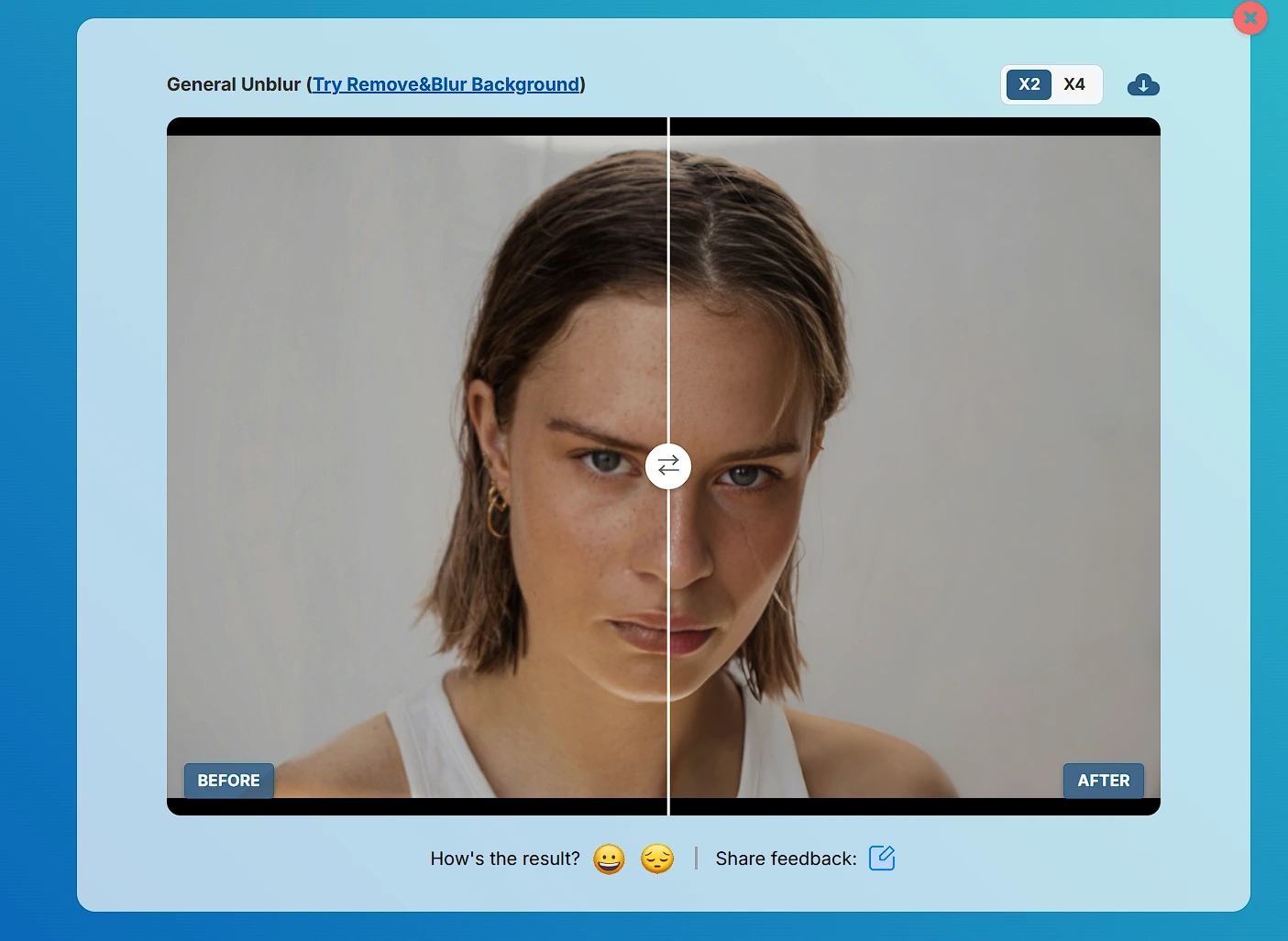 Before and after: blurry image restored by AI