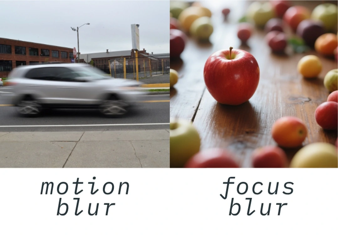 Side-by-side comparison: focus blur vs. motion blur