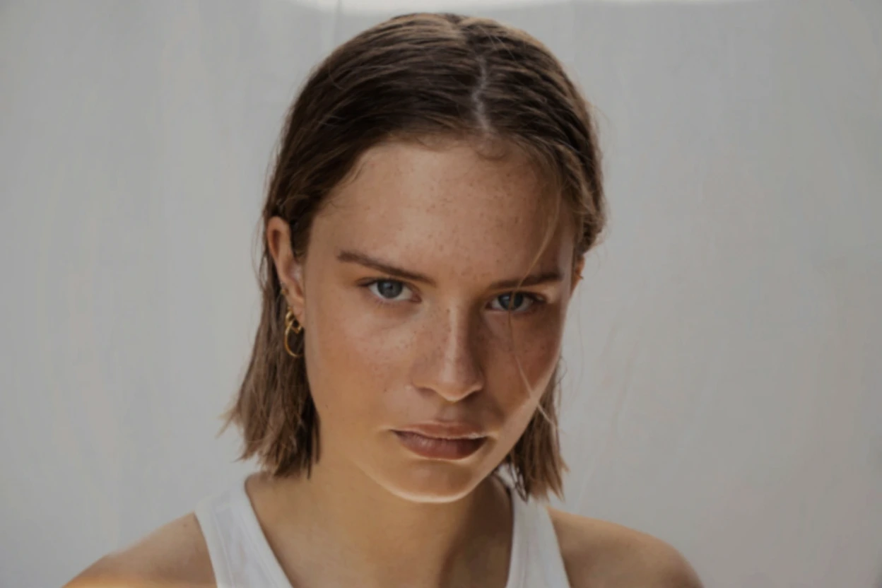 Close-up showing focus blur on a subject's face