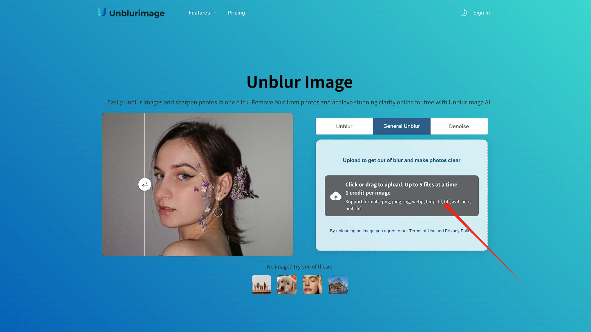 Click to upload your blurry image