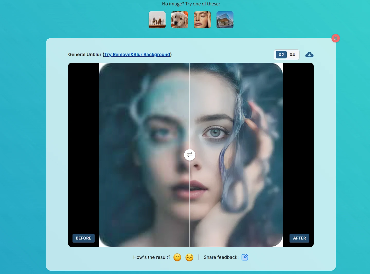 Blurry image becomes clear